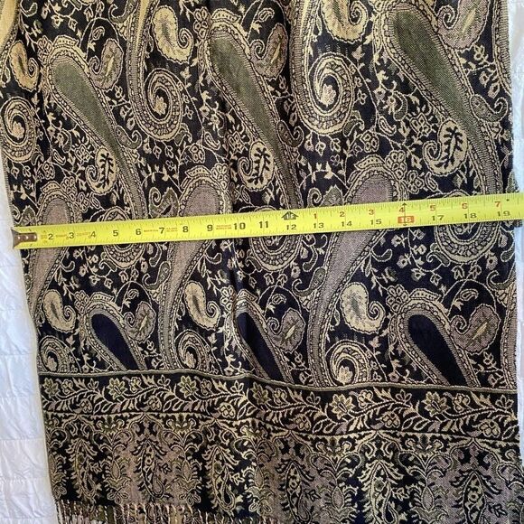Studio36 30x74 gold on black festival scarf/shawl - Picture 4 of 4